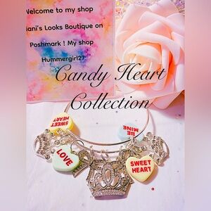 Silver bangle bracelet/gifts/Valentine’s Day/candy hearts